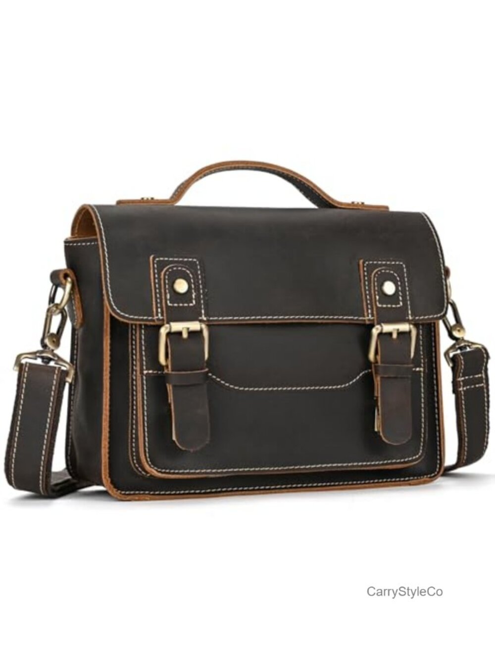 Genuine Leather Messenger Bag Laptop Crossbody Satchel for Men Work Travel